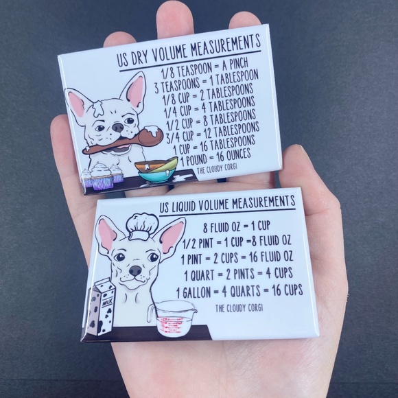 White Chihuahua Dog Measuring Chart Magnet Set Kitchen Baking Cooking Guide - Picture 2 of 4